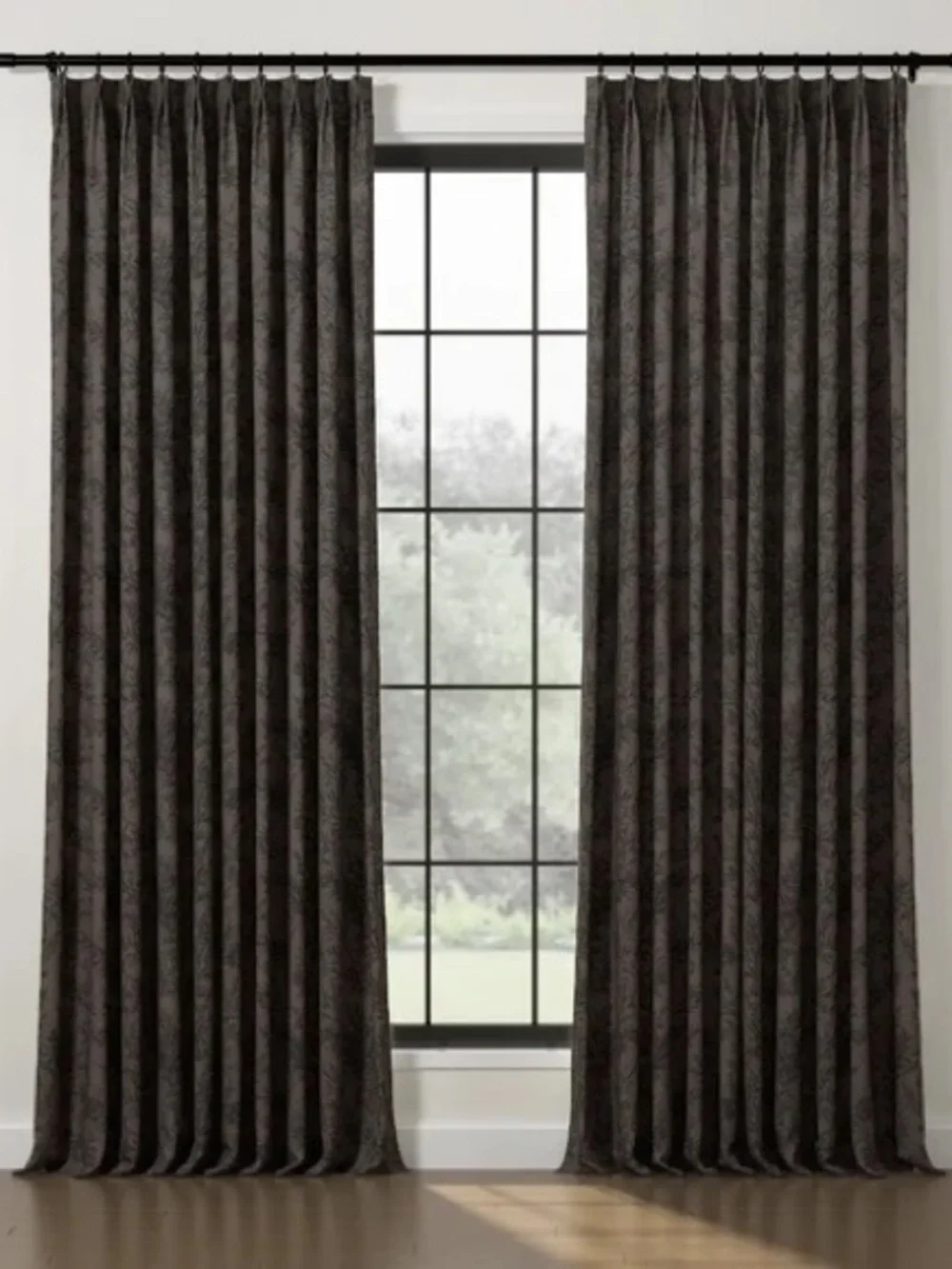 Sara Le Print Linen Drapery Pleated Wine SL-A6 (Set of 4) 42”Wx96”H